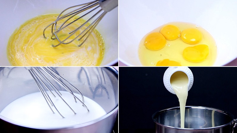 Làm hỗn hợp trứng sữa